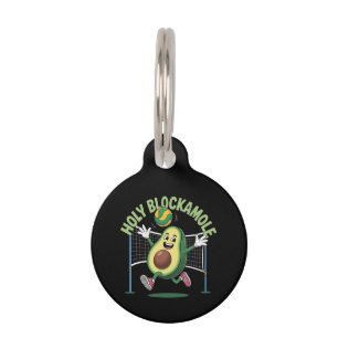 Holy Blockamole Cute Funny Volleyball Avocado Play Pet ID Tag