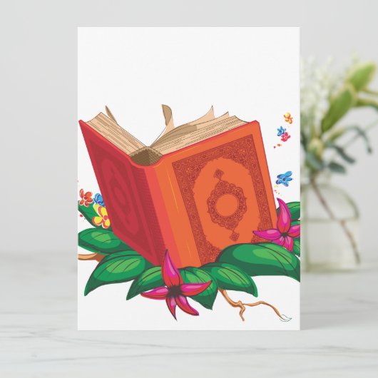 Holy Book on Leaves Surrounded with Flowers (Standing Front)