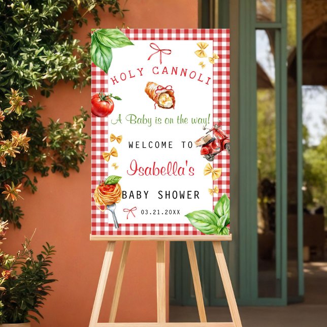 Holy Cannoli Baby Shower Welcome sign Foam Boards (Italian Holy Cannoli Baby shower Welcome sign)