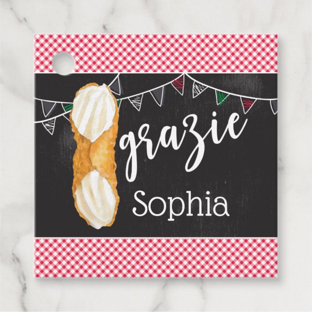 Holy Cannoli Birthday Square Favor Tag (Front)