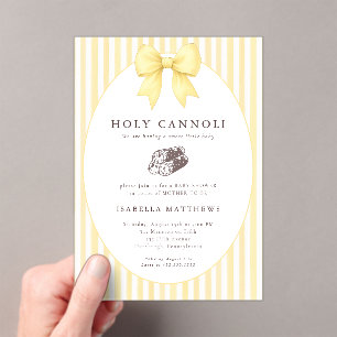 Holy Cannoli Bow Baby Shower  Acrylic Invitations