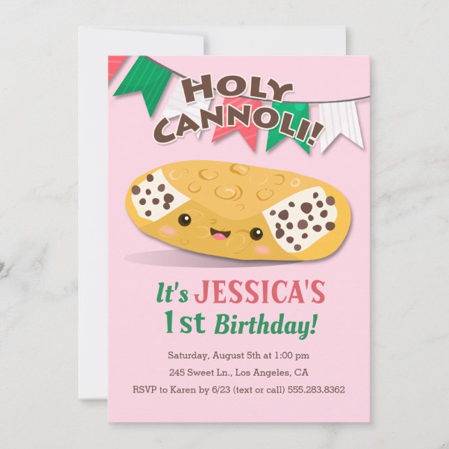 Holy Cannoli! Cute Girl's Birthday Party Invitation (Front)