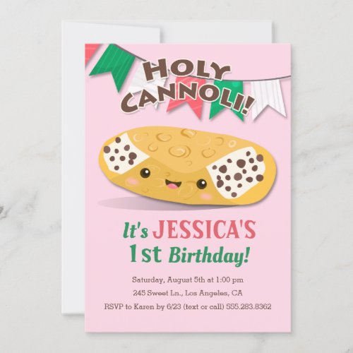 Holy Cannoli Cute Girls Birthday Party Invitation