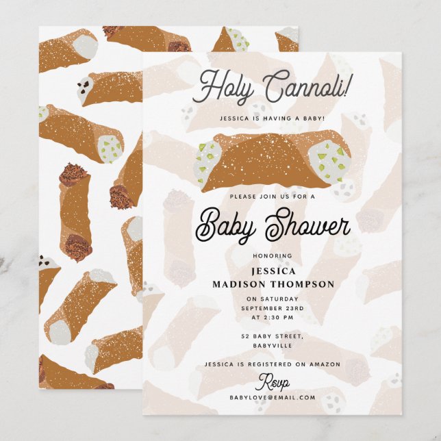 Holy Cannoli Funny Italian Baby Shower Invitation (Front/Back)