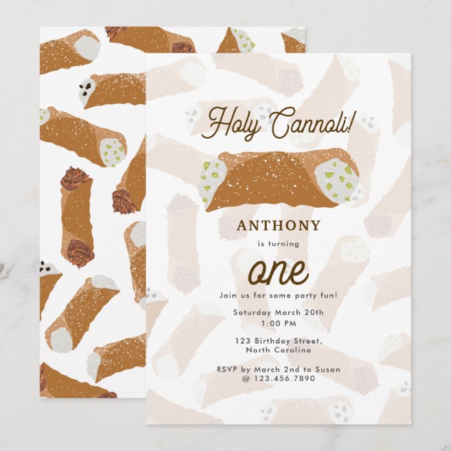 Holy Cannoli Funny Italian Birthday Party Invitation (Front/Back)