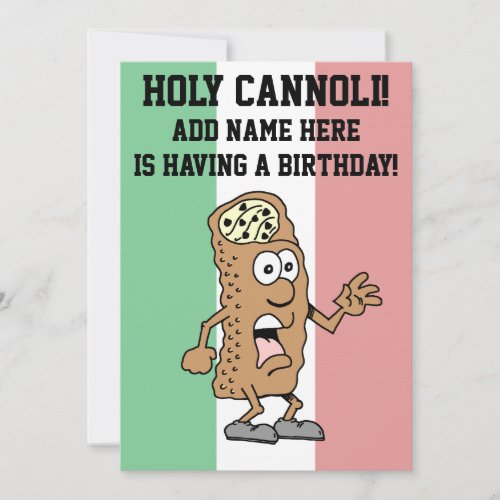 Holy Cannoli Italian Flag of Italy Birthday Invitation
