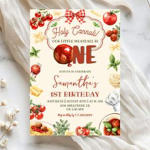 Holy Cannoli Italian Pasta Theme First Birthday Invitation