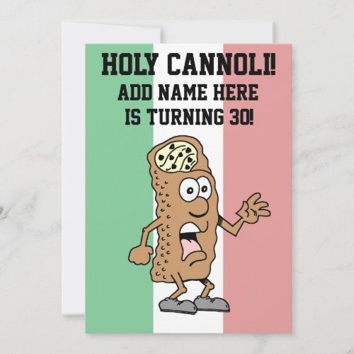 Holy Cannoli Italian Turning 30 Flag of Italy Invitation
