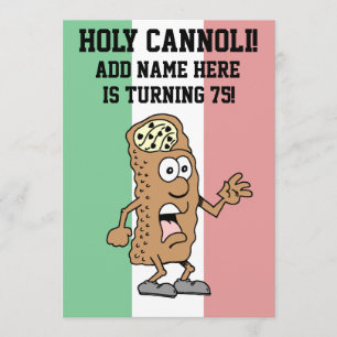 Holy Cannoli Italian Turning 75 Flag of Italy Invitation
