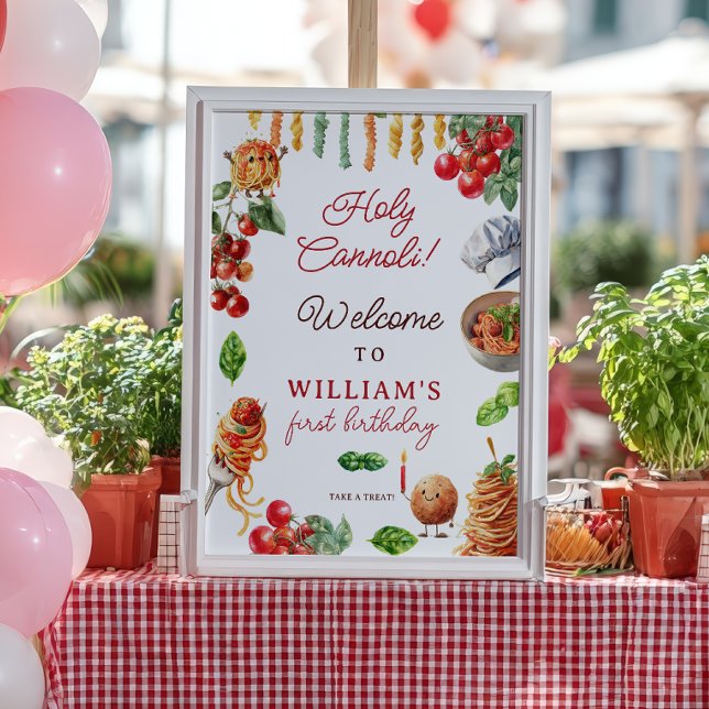 Holy Cannoli little meatball 1st birthday welcome Poster (Holy Cannoli little meatball 1st birthday welcome Poster)