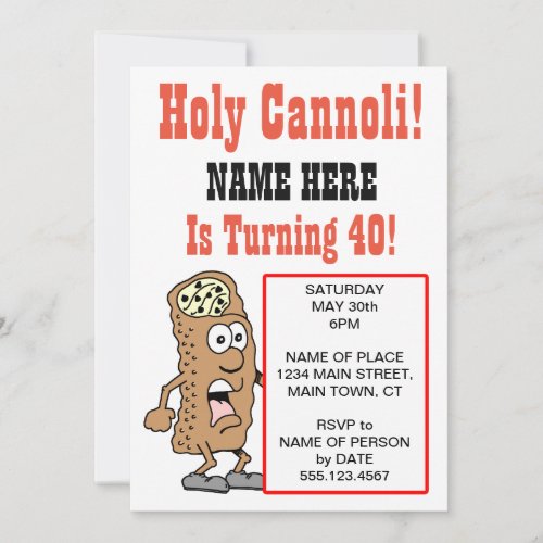 Holy Cannoli Turning 40 Party Invitation