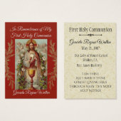 Holy Card Jesus First Holy Communion Flowers (Front & Back)