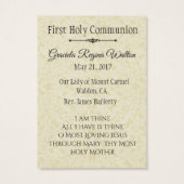 Holy Card Jesus First Holy Communion Flowers (Back)