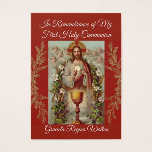 Holy Card Jesus First Holy Communion Flowers (Front)