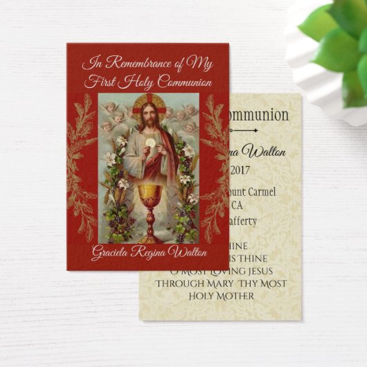 Holy Card Jesus First Holy Communion Flowers (Desk)