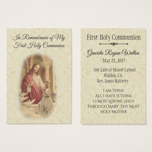 Holy Card Jesus Girl First Holy Communion (Front & Back)