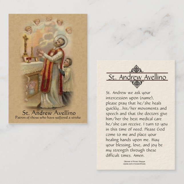 Holy Card | St. Andrew Avellino Patron for Strokes (Front/Back)