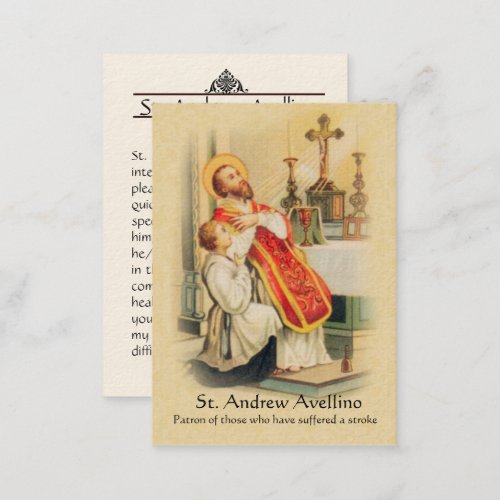 Holy Card  St Andrew Avellino Patron for Strokes