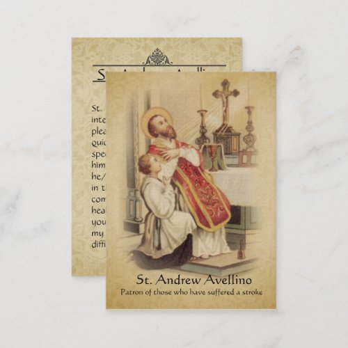 Holy Card  St Andrew Avellino Patron for Strokes