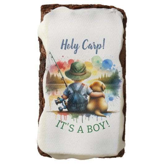 Holy Carp! it's a Boy! Baby Shower Brownie (Rotated)