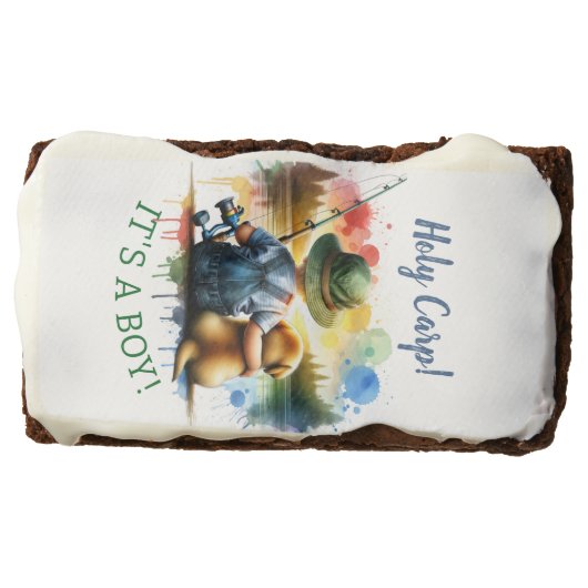 Holy Carp! it's a Boy! Baby Shower Brownie (Front)