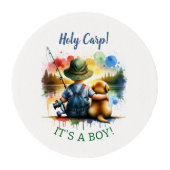 Holy Carp! it's a Boy! Baby Shower Edible Frosting Rounds (Front)
