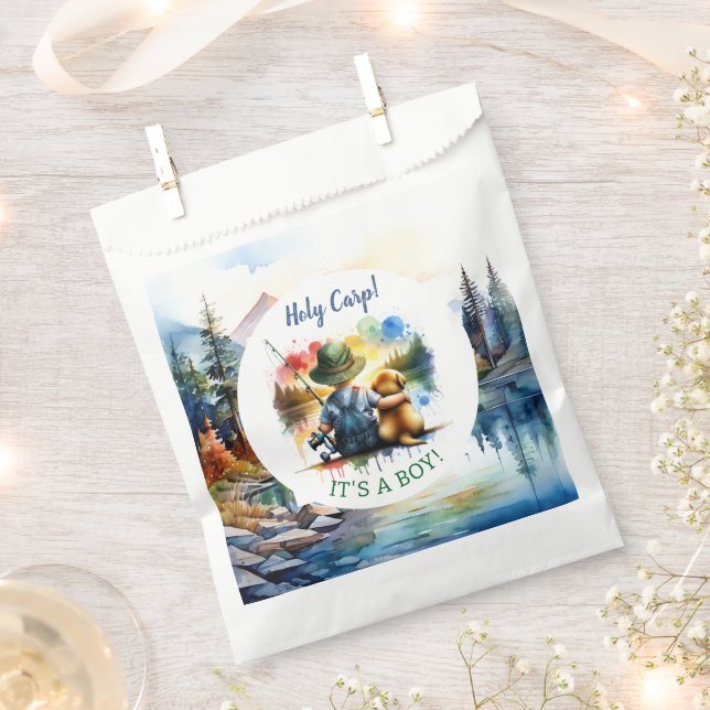 Holy Carp! it's a Boy! Baby Shower Favor Bag (Clipped)