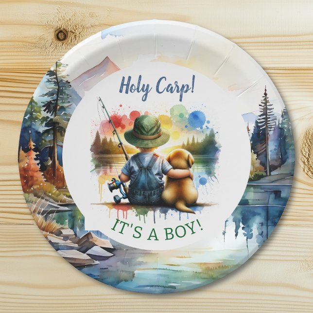 Holy Carp! it's a Boy! Baby Shower Paper Plates (Creator Uploaded)