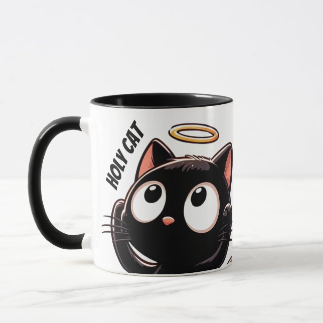  Holy Cat - Cute Black Cat with Halo Mug (Left)