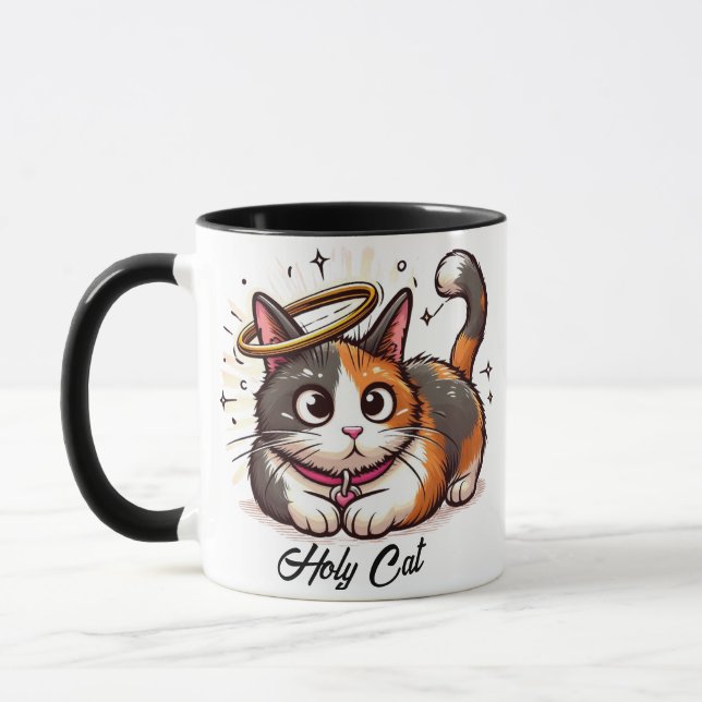  Holy Cat - Cute Calico Cat with Halo Funny  Mug (Left)