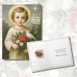 Holy Child Jesus Catholic Poinsettias Holiday Card
