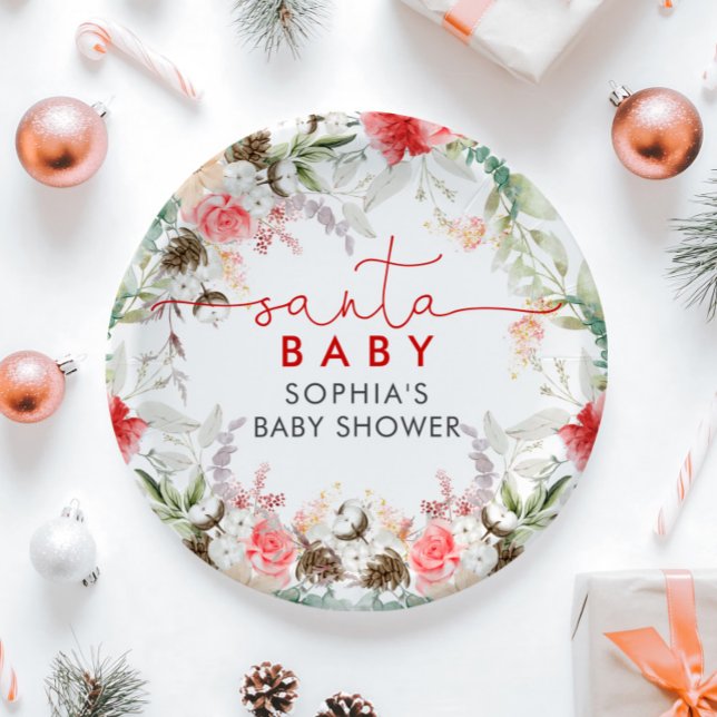 Holy Christmas Flowers Baby Shower  Paper Plates (Creator Uploaded)
