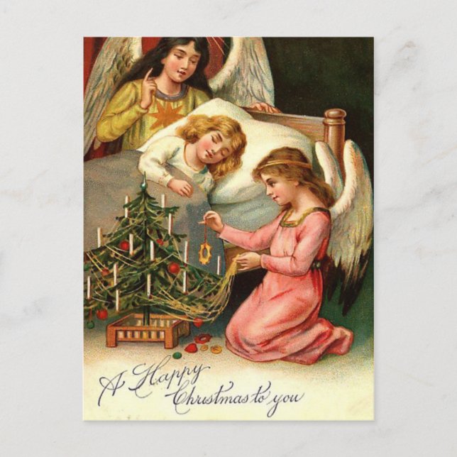 Holy Christmas Kids Angels Vintage Holiday Postcard (Front)