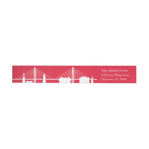 Holy City Holiday Red Charleston Skyline Wrap Around Label