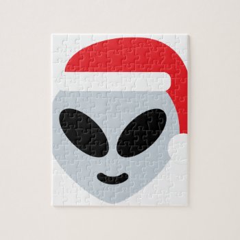 Holy Claus Alien Emoji Jigsaw Puzzle by funnychristmas at Zazzle