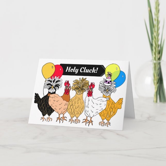 Holy Cluck, Happy Birthday Chicken Puns Card (Front)