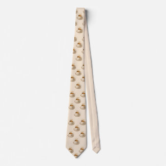 Holy Coffee Espresso Cup Halo Pattern Cream Neck Tie