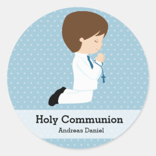 Holy Communion boy * Choose your background color Classic Round Sticker