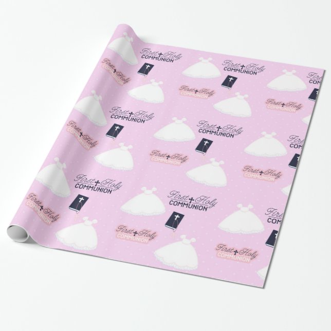 Holy Communion Christening Wrapping Paper (Unrolled)