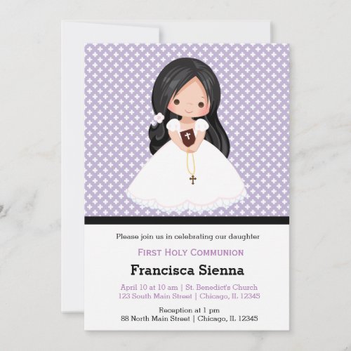 Holy Communion girl  choose background color Invitation