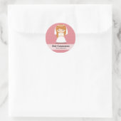 Holy Communion Girl * Choose your background color Classic Round Sticker (Bag)