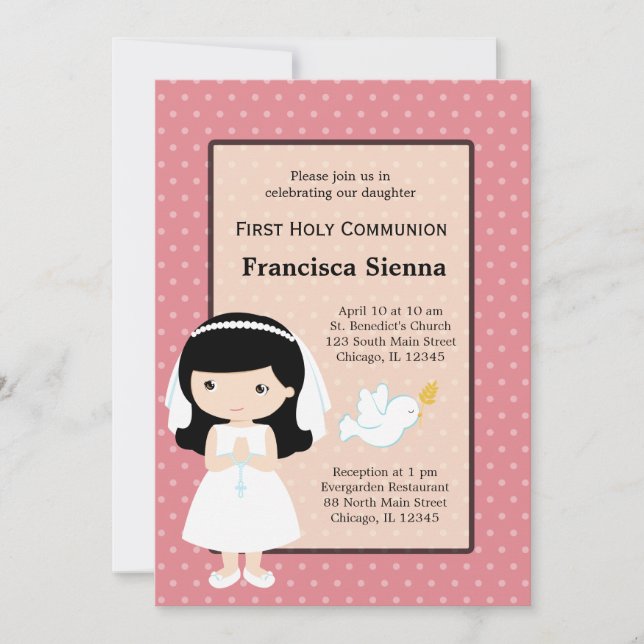 Holy Communion Girl * Choose your background color Invitation (Front)