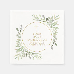 Holy Communion Greenery Watercolor Floral Napkins