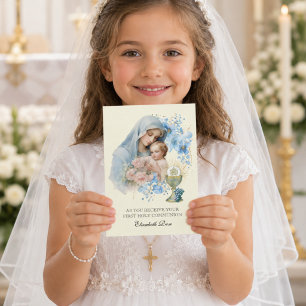  Holy Communion Mary Jesus Floral Holiday Card