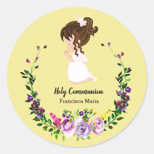 Holy Communion wreath  choose background color Classic Round Sticker