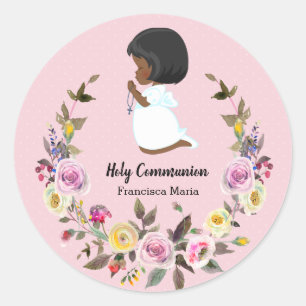 Holy Communion wreath * choose background color Classic Round Sticker