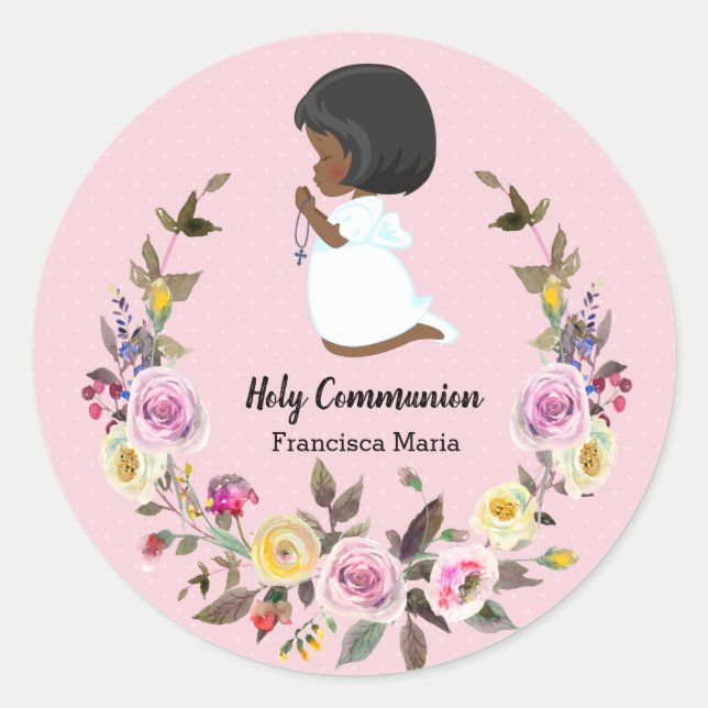 Holy Communion wreath * choose background color Classic Round Sticker (Front)
