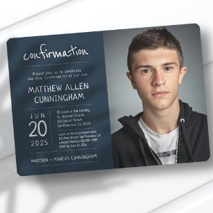 Holy Confirmation Boy   Modern + Simple Photo Invitation