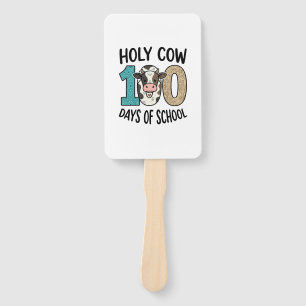Holy Cow 100 Days of School Vintage Cow Shirt Desi Hand Fan