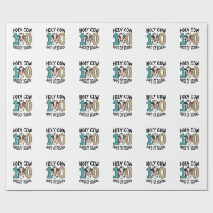 Holy Cow 100 Days of School Vintage Cow Shirt Desi Wrapping Paper